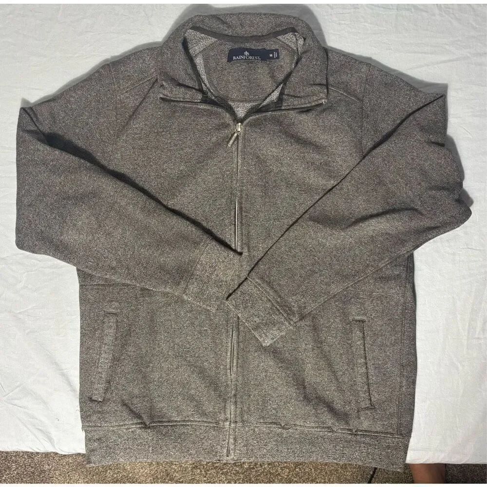 Rainforest Mens Full Zip Button-up Dark Gray Size Medium Jacket/Sweater